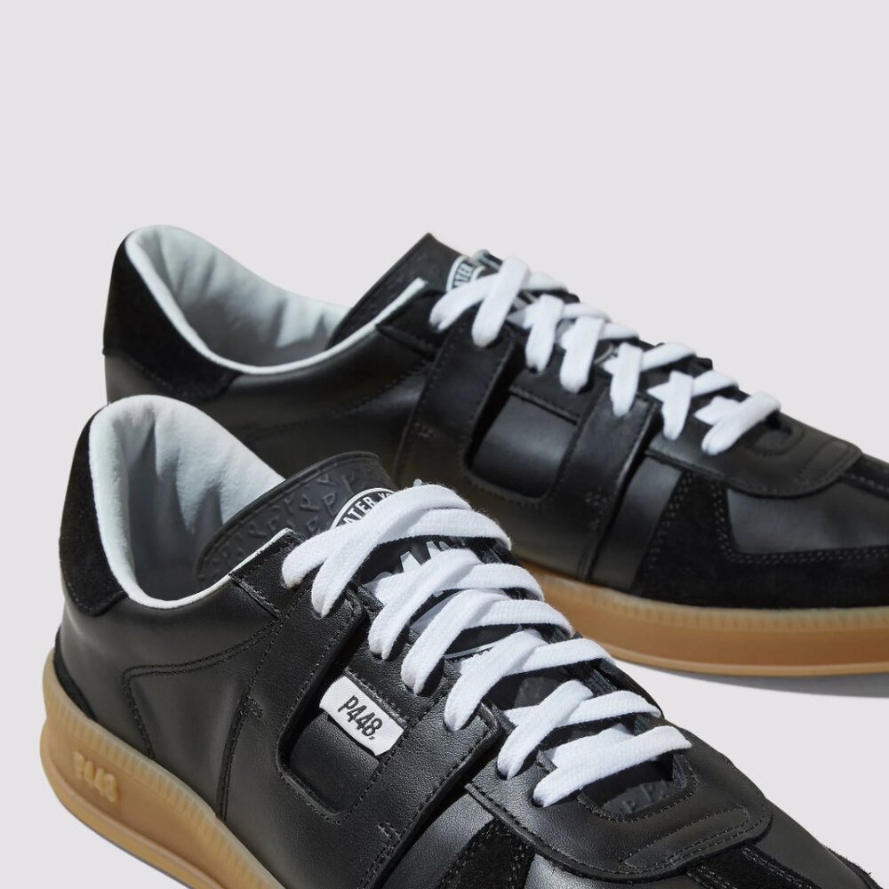 P448 Men's Monza Black Gaz Suede Low Top Lace Up Sneakers